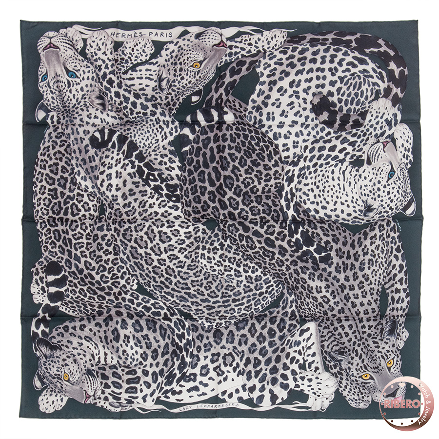 エルメス カレ90 Lazy Leopardesses レイジー・レオパード 003779S 07 スカーフ 2021AW　ヒョウ柄