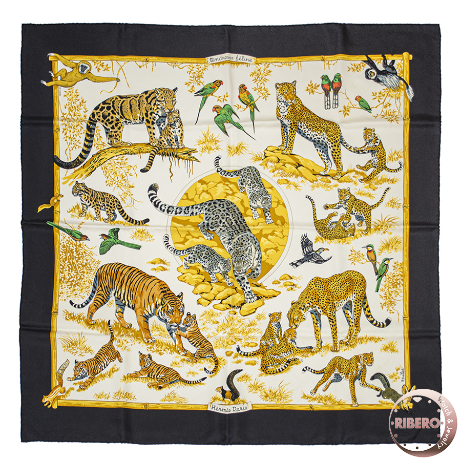 エルメス カレ90 Tendresse Feline 野生の優しさ スカーフ 2012