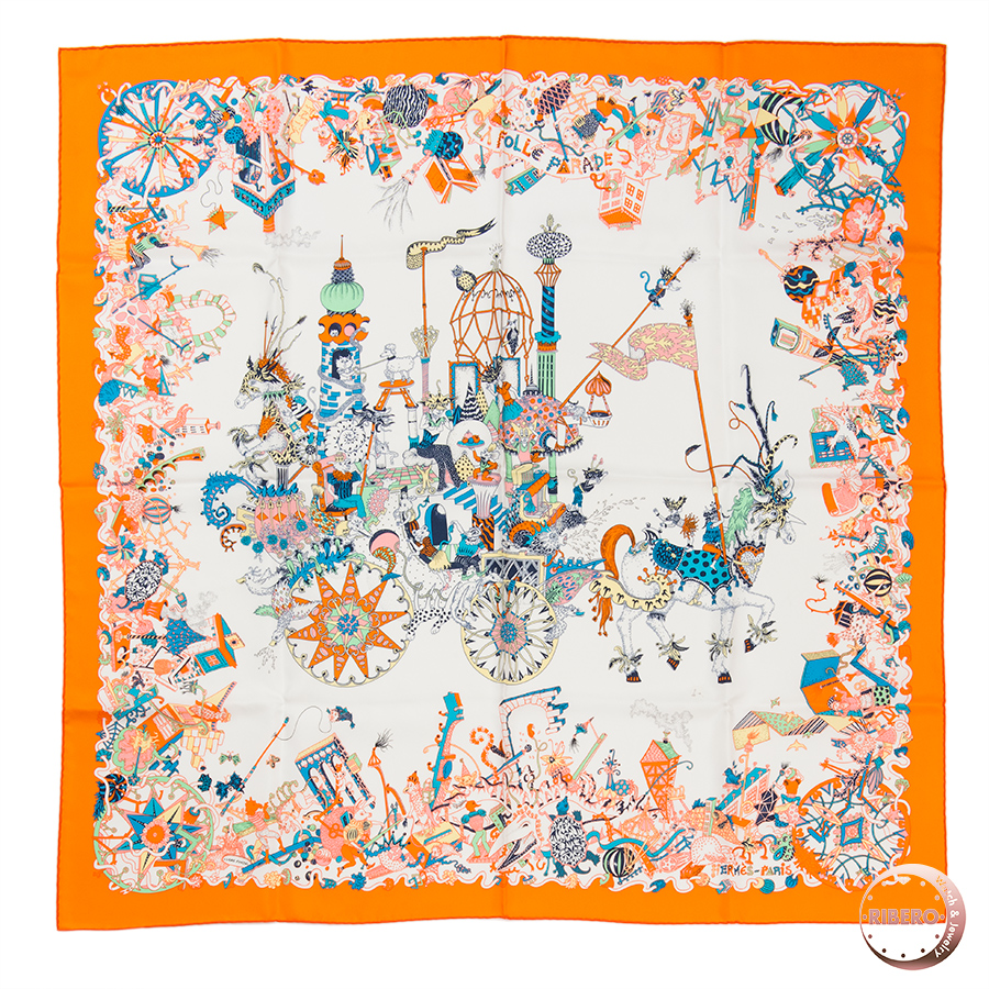 エルメス カレ90 La Folle Parade ラ・フォル・パラード 002899S3 スカーフ 2020SS