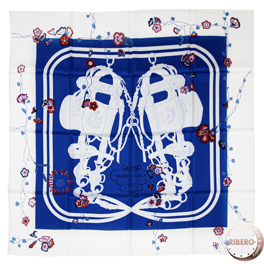 エルメス カレ90 Brides Fleuries ブリッド・フルリ  003099S スカーフ Brides de Gala 