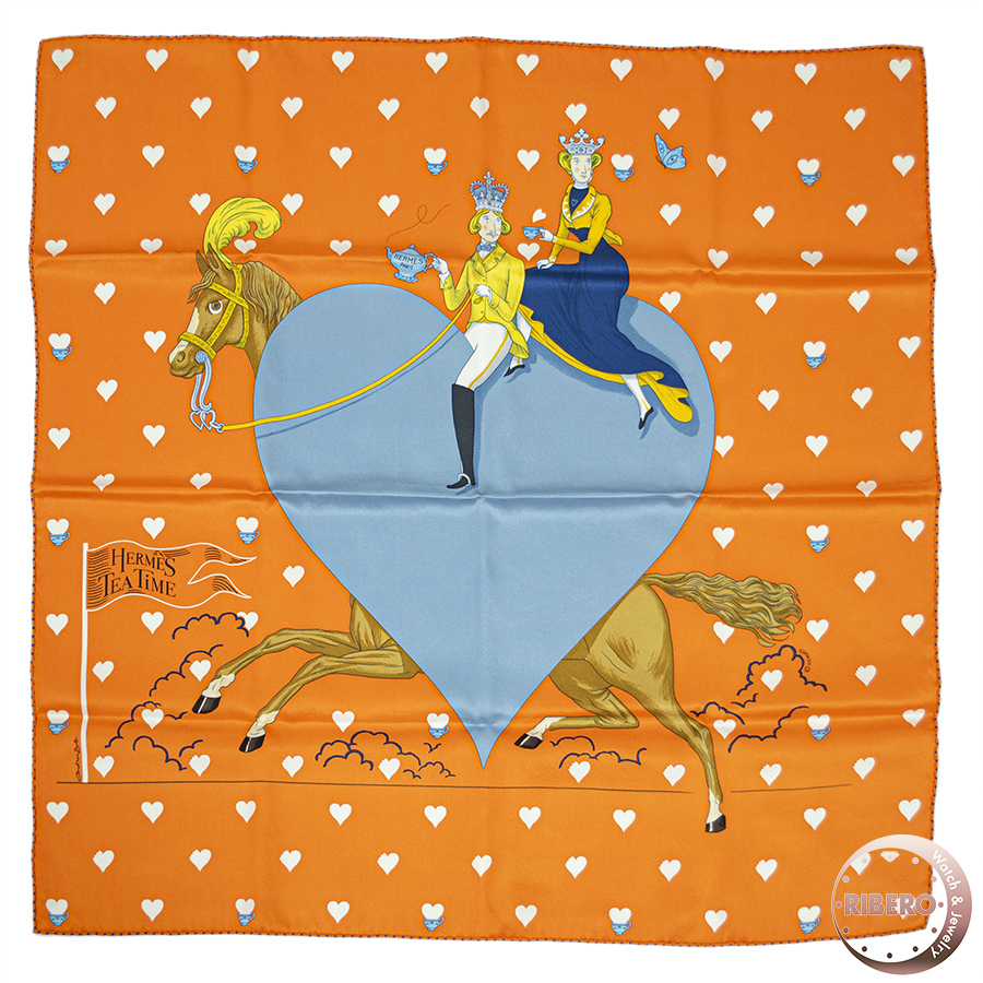 エルメス カレ70 Tea Time（ ティータイム） 943782S スカーフ 2021AW　ハート