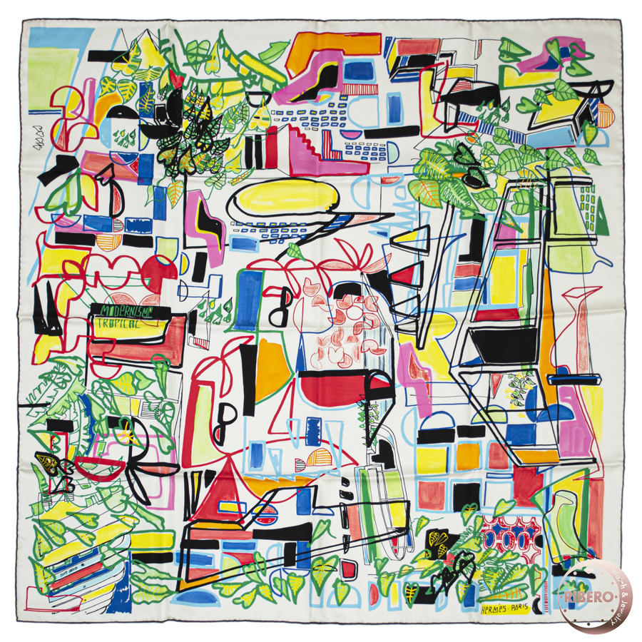 エルメス カレ90 Modernisme tropical 熱帯のモダニズム 002974S 08 スカーフ