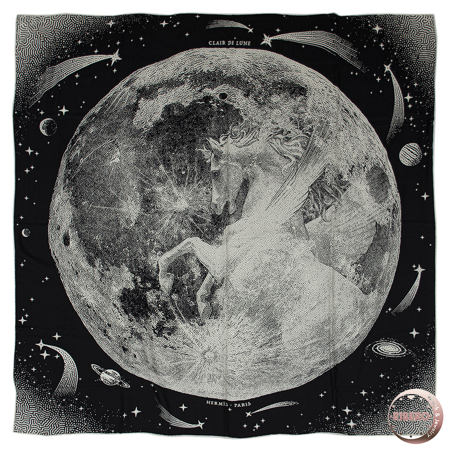 エルメス カレジェアン Clair de lune クレール ドゥ リュンヌ 243430S 07 スカーフ ショール ストール カレ140 カシシル 2023AW