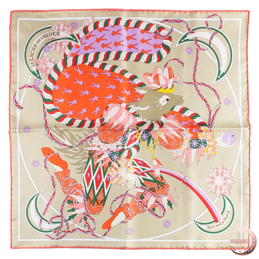 エルメス ガヴロッシュ Le Sacre de l'Hiver 冬の祭典 893925S 06 スカーフ 2022AW