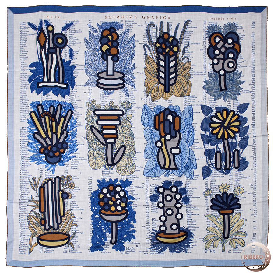 エルメス カレジェアン Botanica Grafica ボタニカ グラフィカ 243852S スカーフ カシシル カレ140 ストール ショール