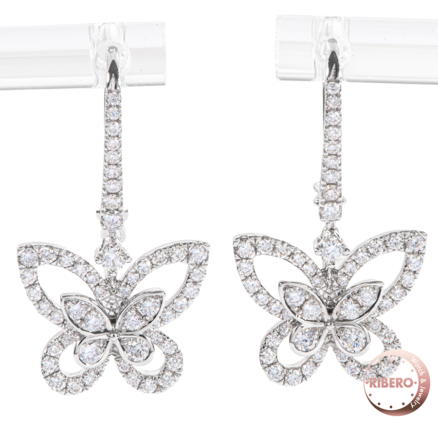 グラフ バタフライ シルエット ダイヤモンド ドロップ イヤリング RGE1617 ピアス