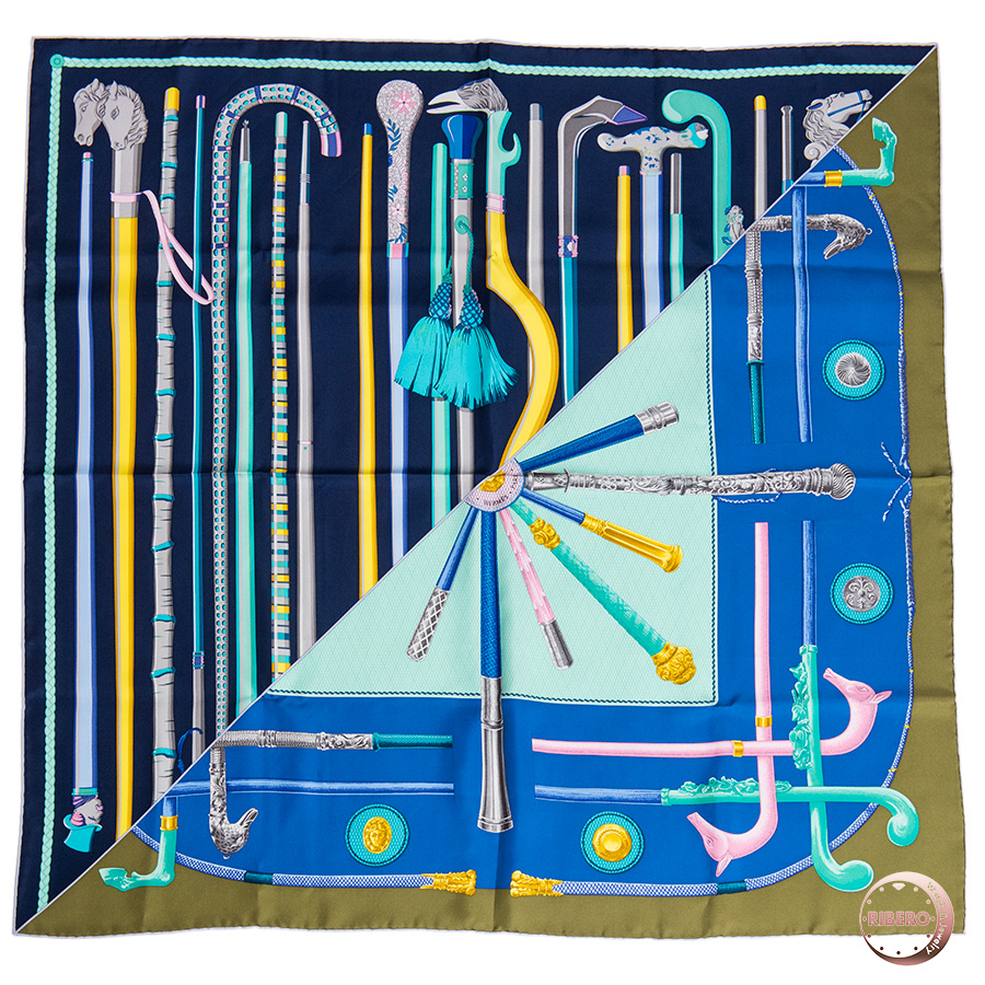 エルメス カレ90 Cannes et Cannes ステッキステッキ 003140S 02 スカーフ