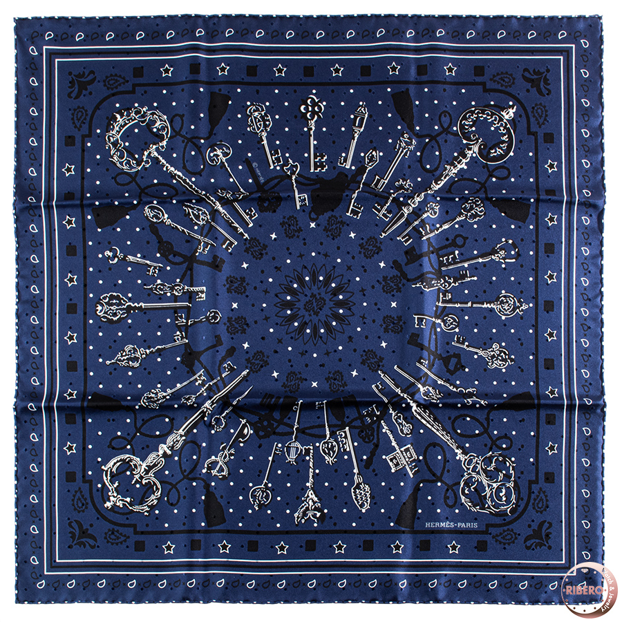 エルメス カレ55 Les Cles Bandana レ・クレ・バンダナ 043984S 07 スカーフ