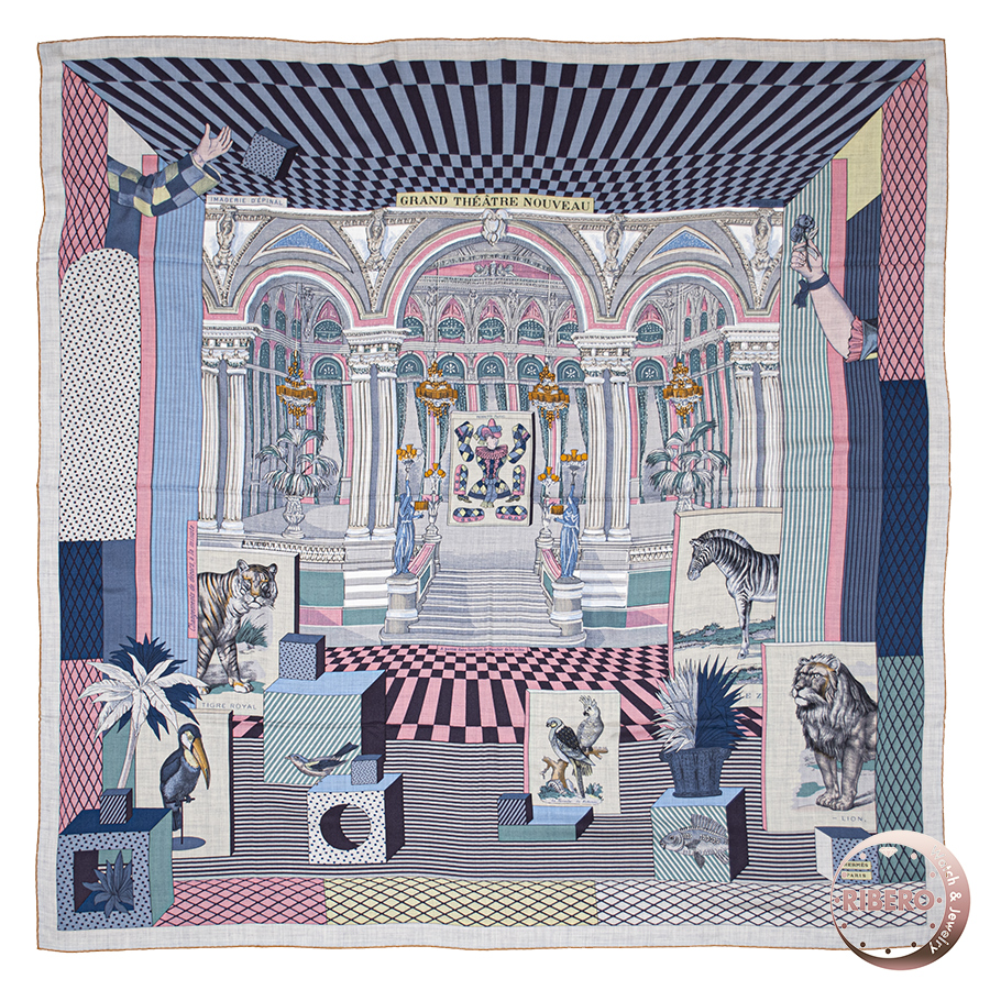 エルメス カレジェアン Grand Theatre Nouveau グラン・テアトル・ヌーヴォー 243761S 05 スカーフ ストール カレ140