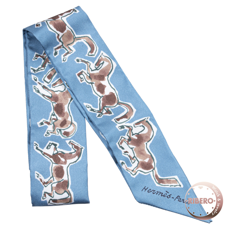 エルメス chevaux en liberte(自由の馬) 063803S 09 ツイリー スカーフ　2021AW