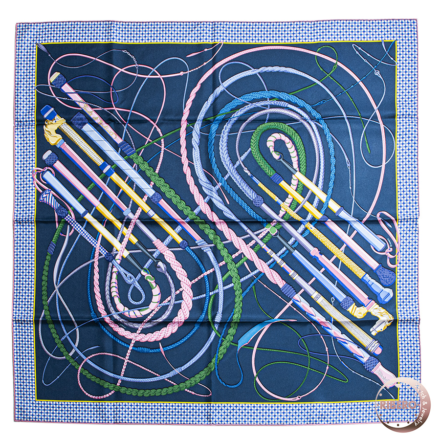 エルメス カレ90　Fouets et Badines 鞭とグリップ 003116S 18 スカーフ