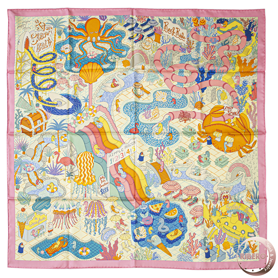 エルメス カレ90 Double face Splash Park ダブルフェイス スプラッシュパーク 903806S 01 スカーフ