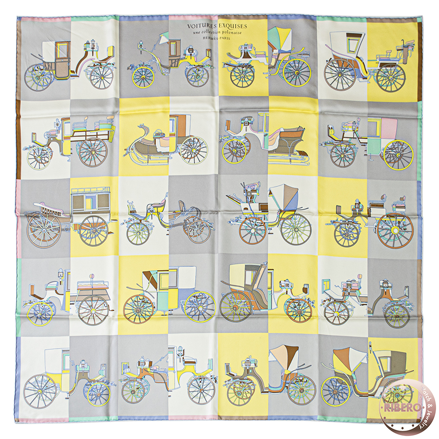 エルメス Voitures Exquises 精巧な馬車 カレ90 003429 01 スカーフ