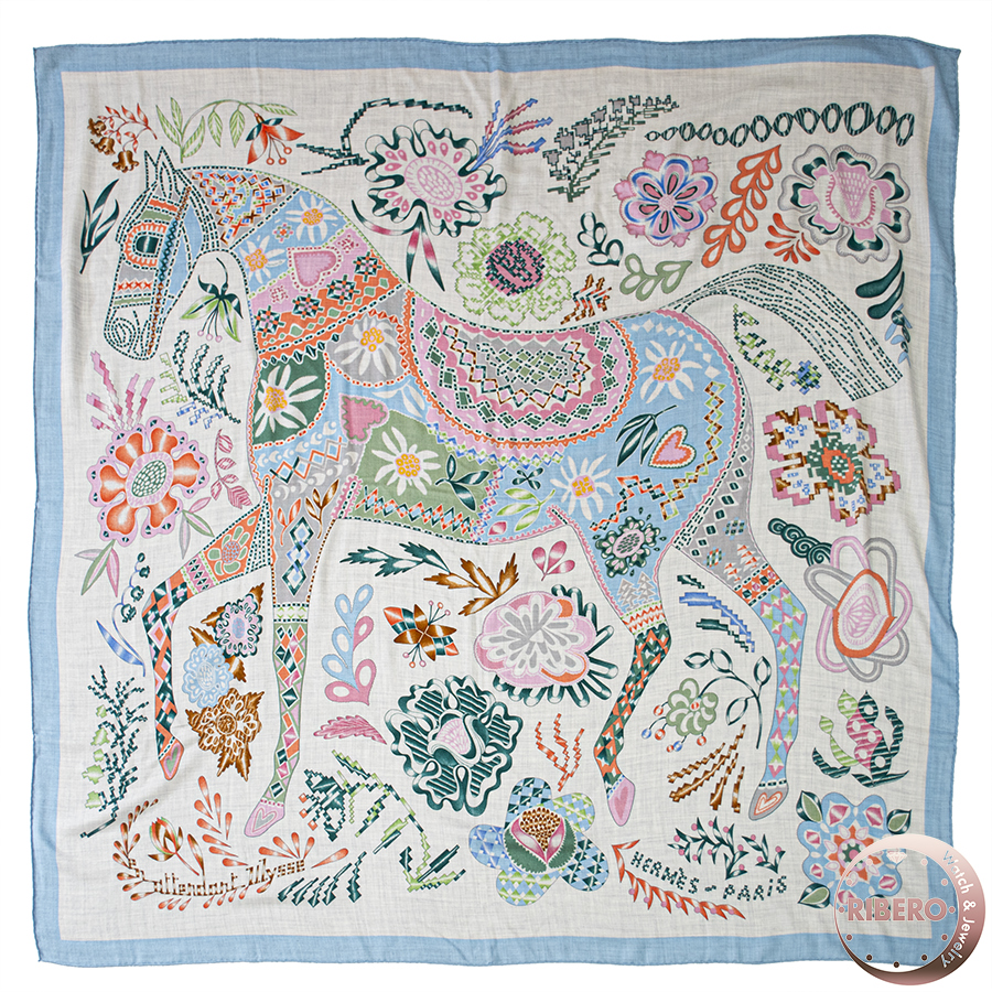 エルメス カレジェアン En Attendant Ulysse オデュッセウスを待ちながら カレ140 243575S 10 スカーフ ストール ショール