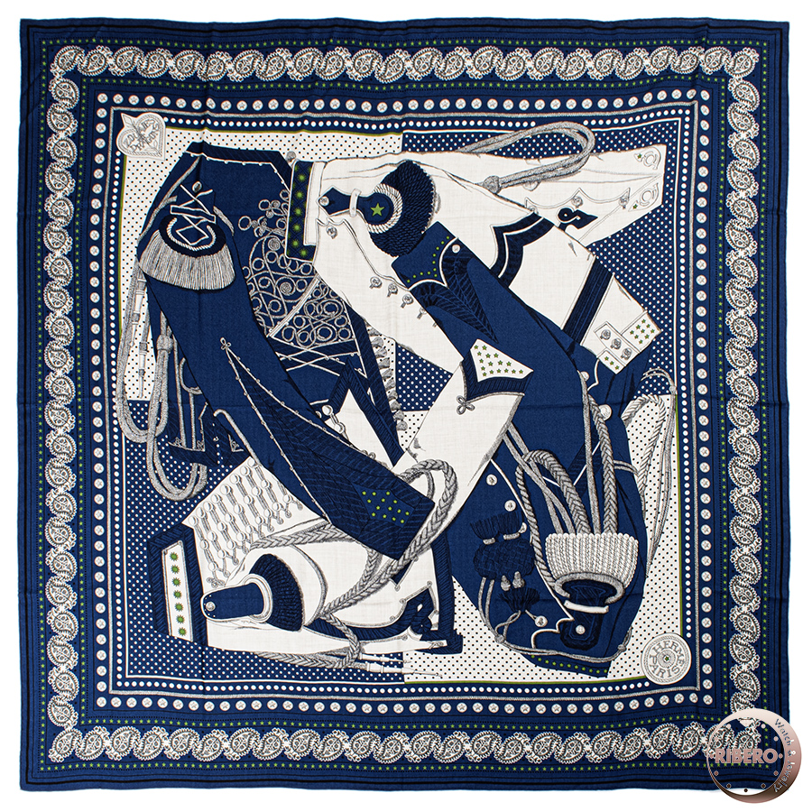 エルメス カレジェアン Zouaves et Dragons ズアヴとドラゴン・バンダナ スカーフ カレ140　カシシル　ストール　ショール