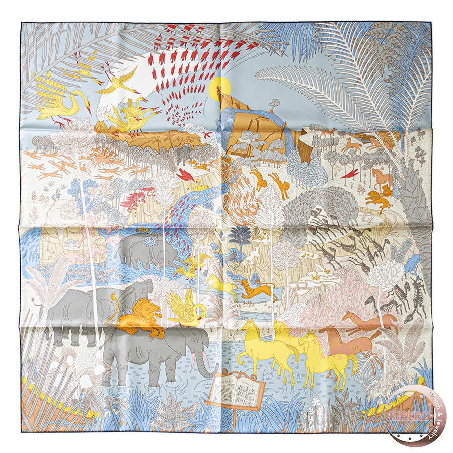 エルメス カレ90 Le Carnaval des Animaux 動物の謝肉祭 003953S 01 スカーフ