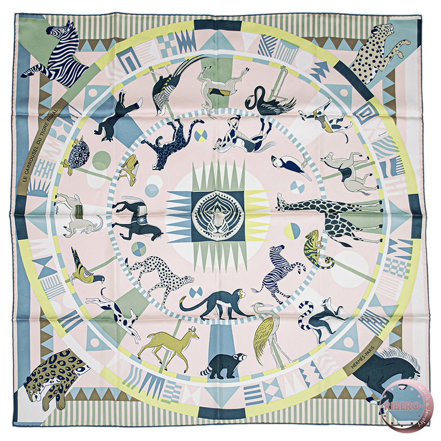 エルメス Le Carrousel du Tigre Royal ロイヤルタイガーのカルーセル 004206S 06 スカーフ 2025SS