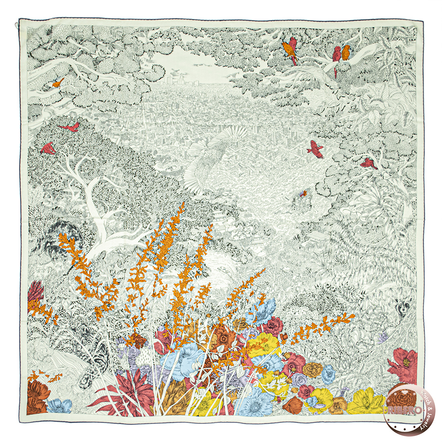 エルメス カレジェアン Retour a la Nature 自然回帰 243854S 08 スカーフ ストール ショール　カレ140　2023SS