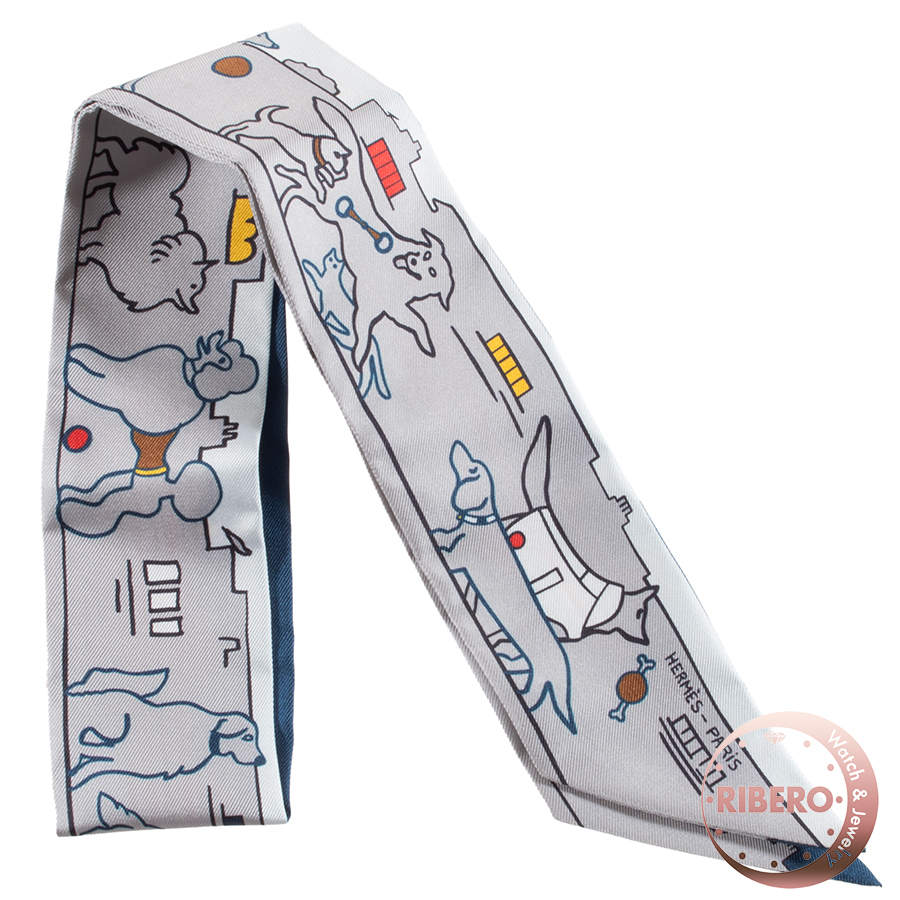 エルメス Les Chiens Parisiens パリジャンの犬 064116S 11 ツイリー スカーフ 