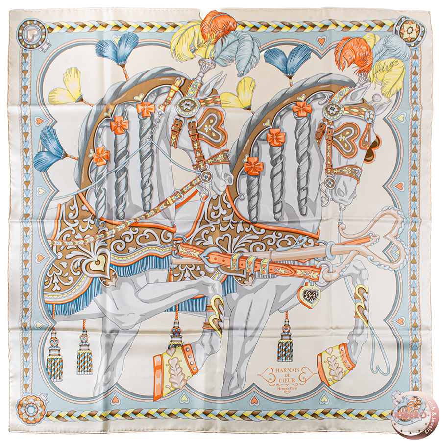エルメス カレ90 Harnais de Coeur アルネ・ドゥ・クール 004090S 02 スカーフ 2024SS