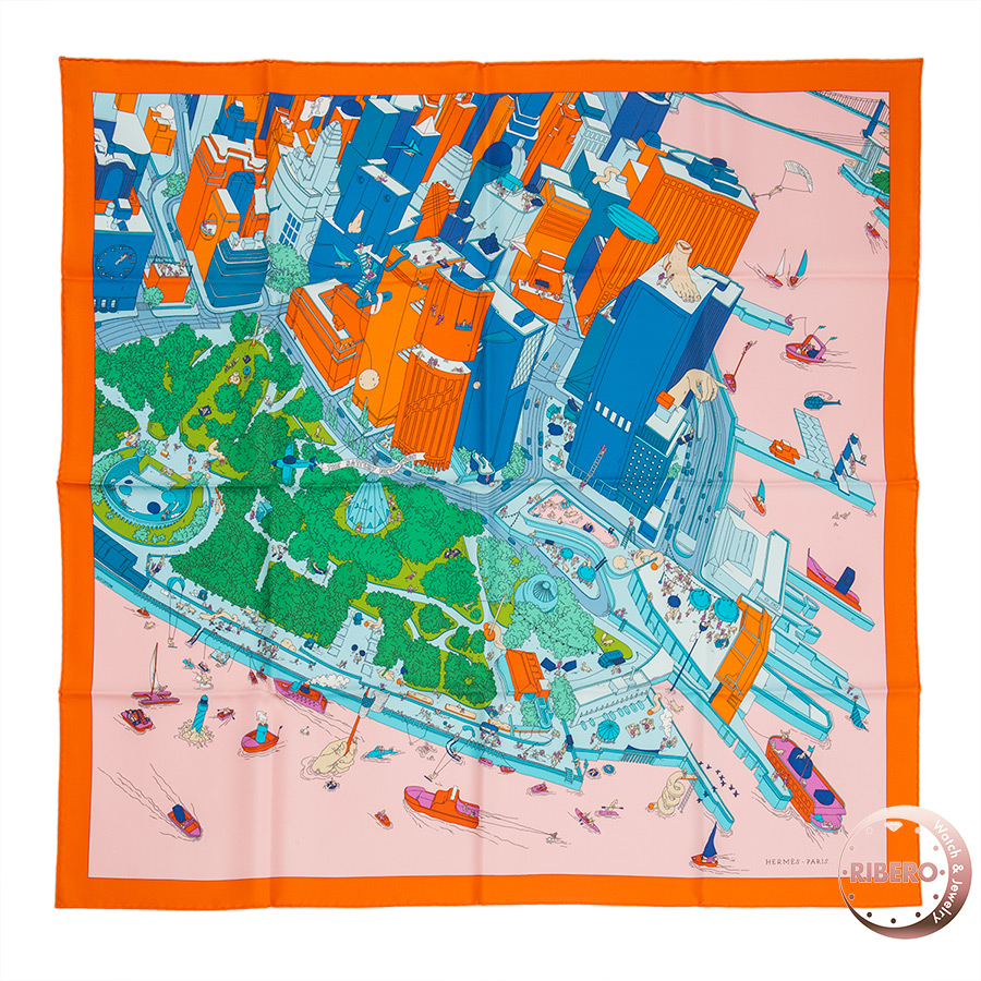 エルメス カレ90 The Battery New-York バッテリー・ニューヨーク 003164S 23 スカーフ 2020SS