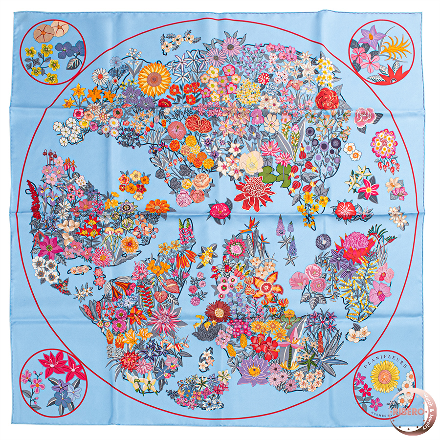 エルメス カレ90　Planifleurs プラニフルール 003965S 12 スカーフ 2023AW