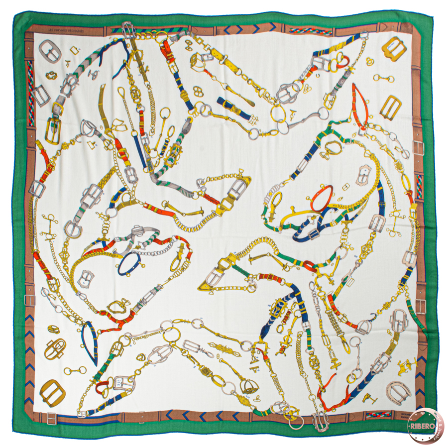 エルメス カレジェアン Les Chevaux Dechaines シュヴォー デシェネ 244096S 04 スカーフ カレ140 ショール ストール 