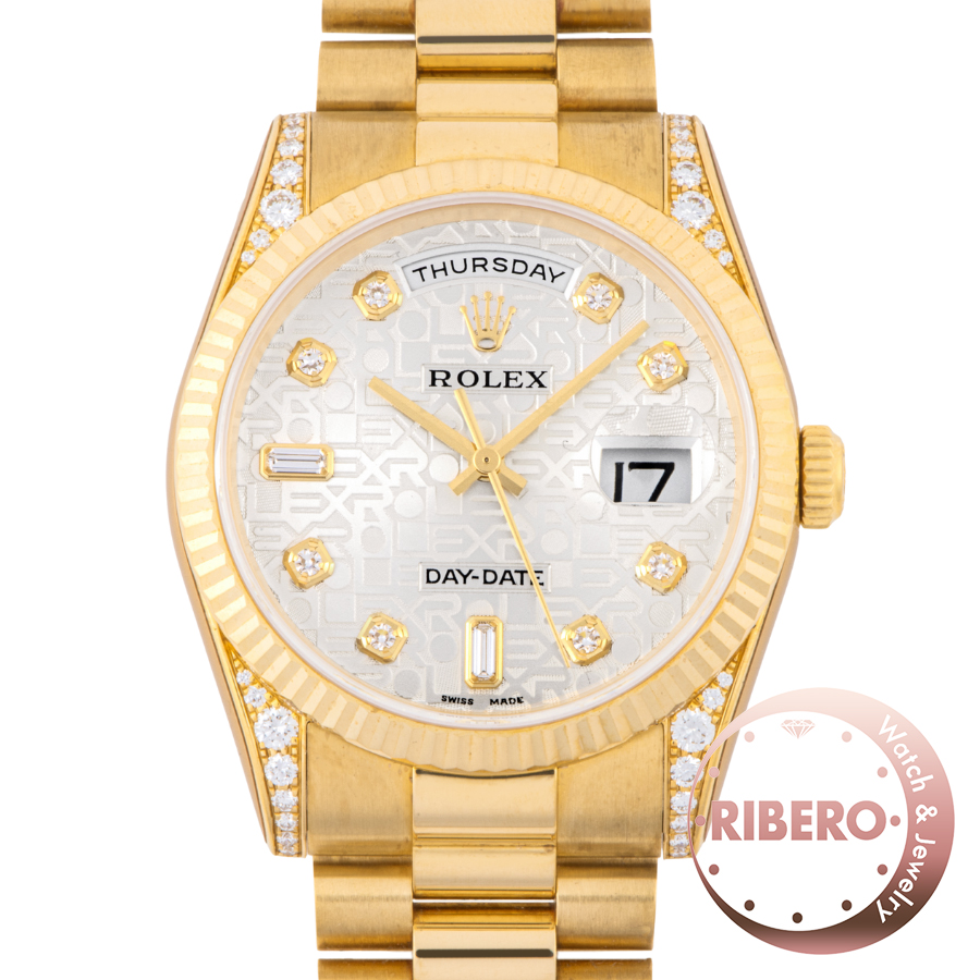 ロレックス デイデイト 118338A 2001年製 ノンポリッシュ シール付き ラグダイヤ 