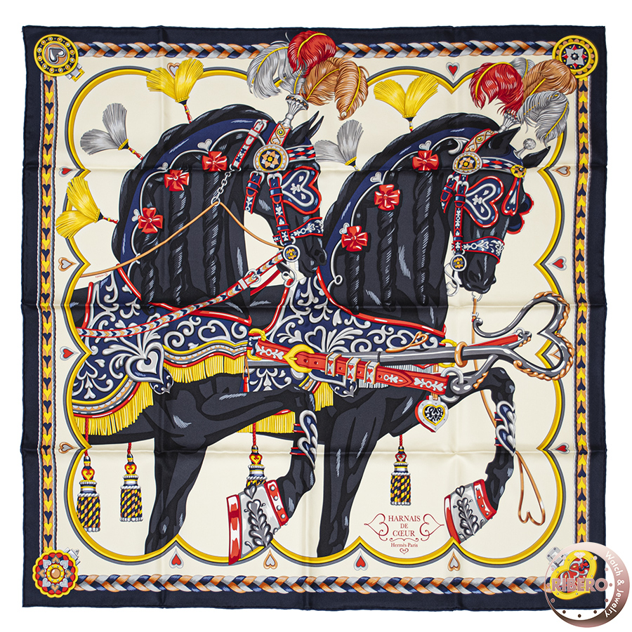 エルメス カレ90 Harnais de Coeur アルネ・ドゥ・クール 004090S 12 スカーフ 2024SS