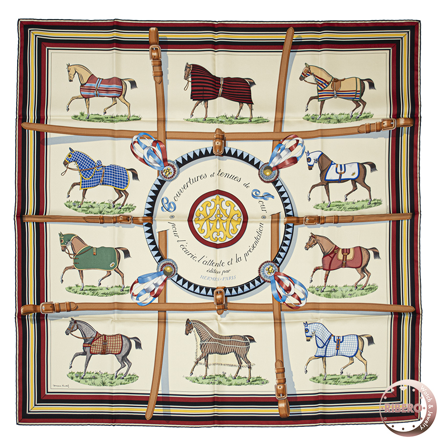 エルメス カレ90 Couvertures et Tenues de Jour 馬着 001356S 36 スカーフ
