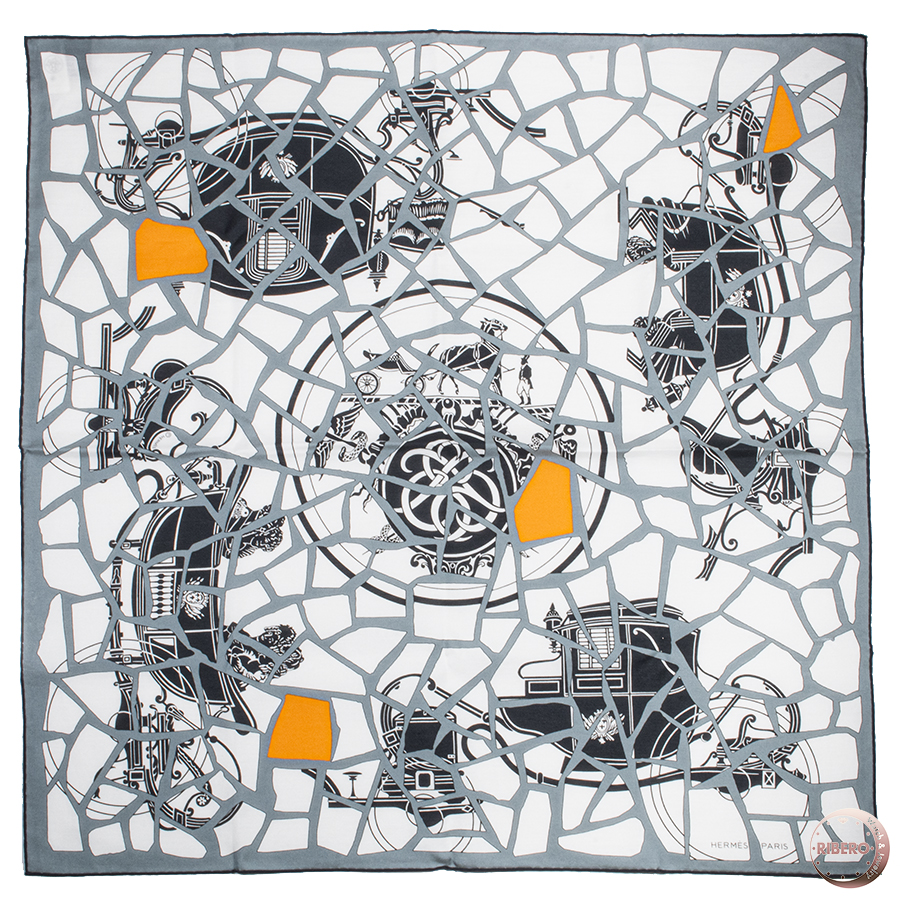 エルメス カレ65 Ex-Libris en Mosaique エクスリブリス アン モザイク 283993T 01 スカーフ 2023SS