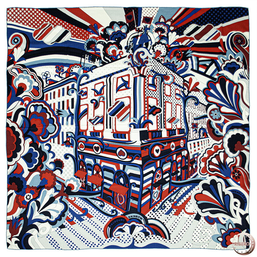 エルメス カレジェアン Faubourg Rainbow フォーブル レインボー 243331S 08 スカーフ ショール ストール カレ140