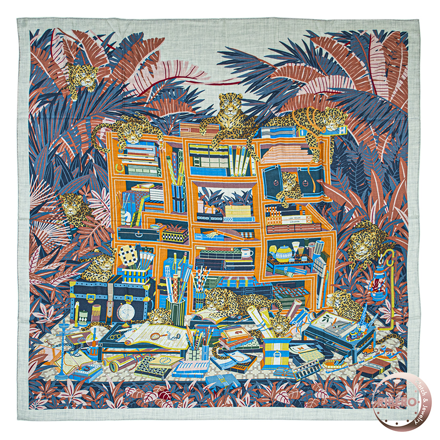 エルメス カレジェアン Les Douze Leopards 12頭のレオパード 243762S 07 スカーフ ショール ストール カレ140 2021AW