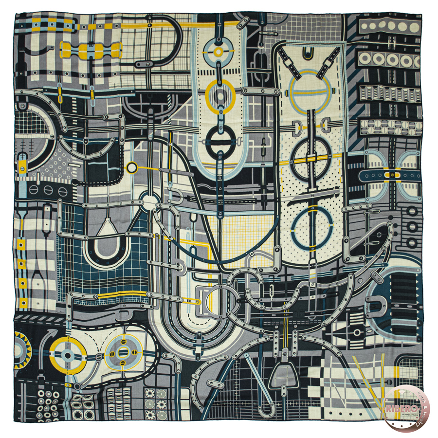 エルメス カレジェアン Rue du Sellier ルー デュ セリエ 553775T 10 スカーフ ショール ストール カレ140 