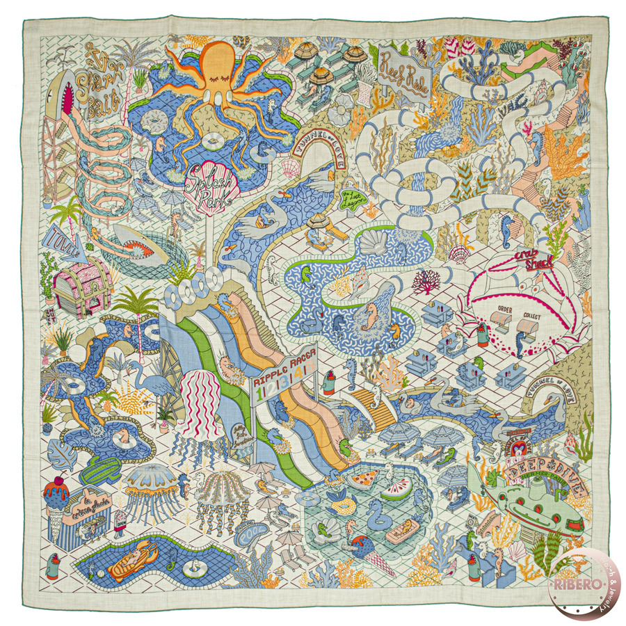 エルメス カレジェアン Splash Park スプラッシュパーク 243806S 06 スカーフ カレ140　ショール　ストール 2022SS