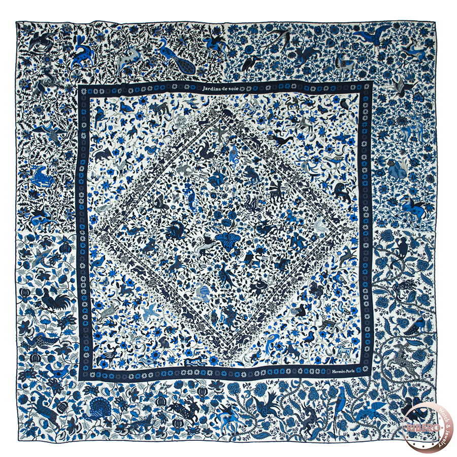 エルメス カレジェアン Jardins de Soie シルクの庭 243534S 01 スカーフ ショール ストール カレ140 2022AW