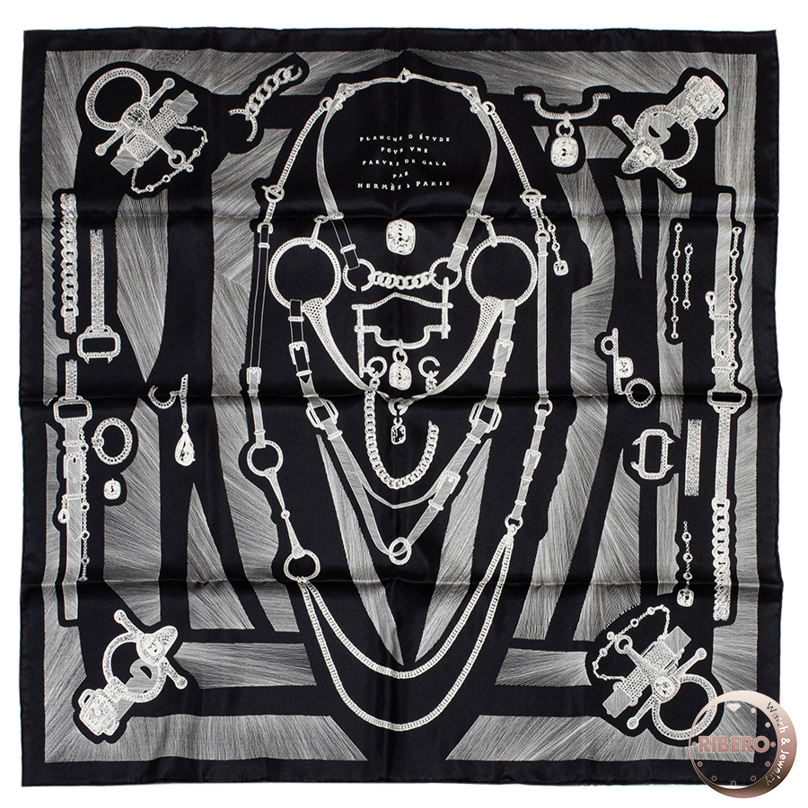 エルメス カレ90 Etude Pour une Parure de Gala 正装のエチュード 003082S 12 スカーフ