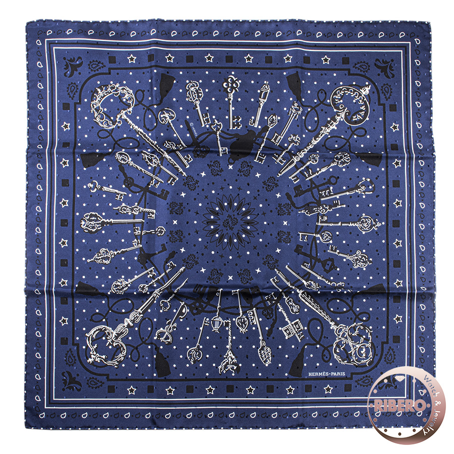 エルメス カレ55 Les Cles Bandana レ・クレ・バンダナ 043984S 07 スカーフ