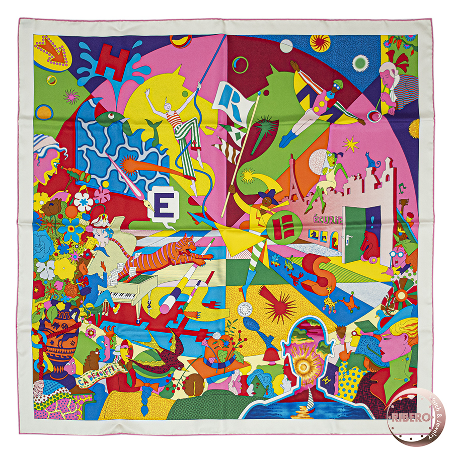 エルメス カレ90 Ca Decoiffe! サ・デコワフ! 004005S 04 スカーフ