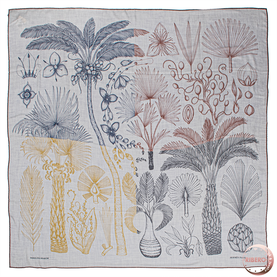 エルメス カレジェアン Index Palmarum ヤシの目録 713366S スカーフ カレ140　カシシル　ストール　ショール 