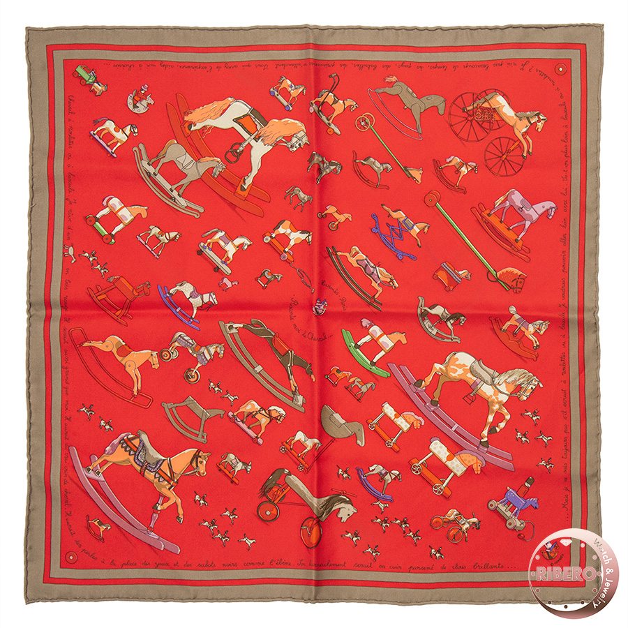 エルメス ガヴロッシュ　Raconte moi le cheval お馬の話をして スカーフ カレ45