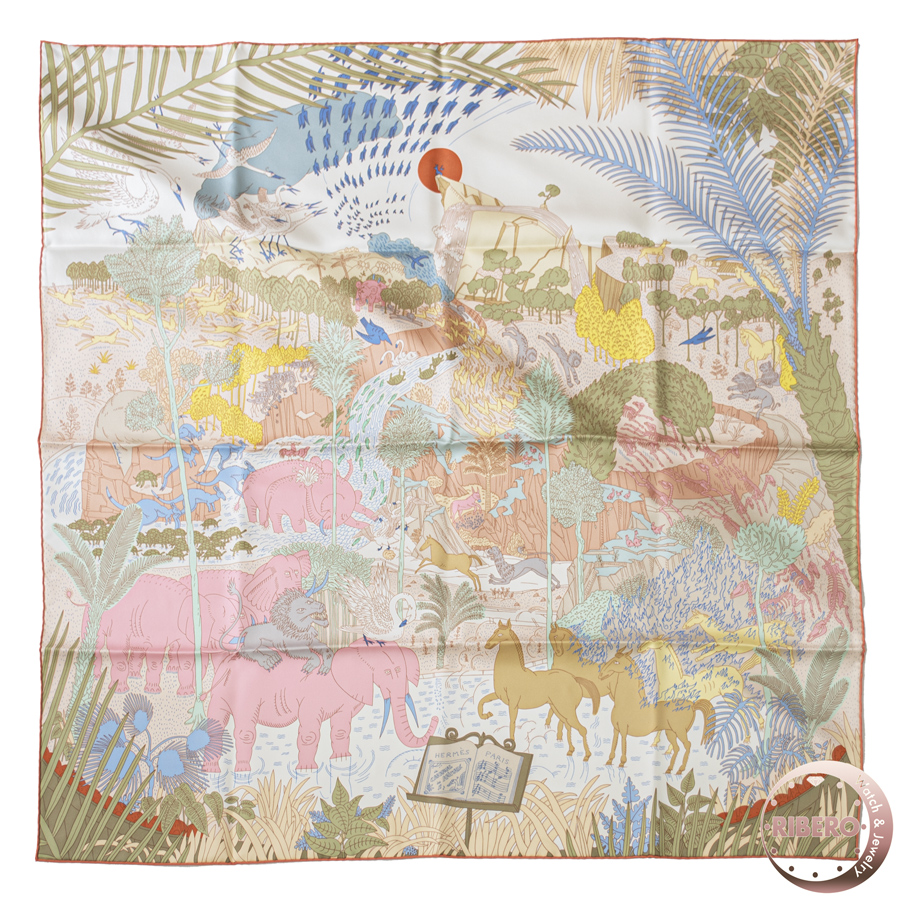 エルメス カレ90 Le Carnaval des Animaux 動物の謝肉祭 003953S 04 スカーフ