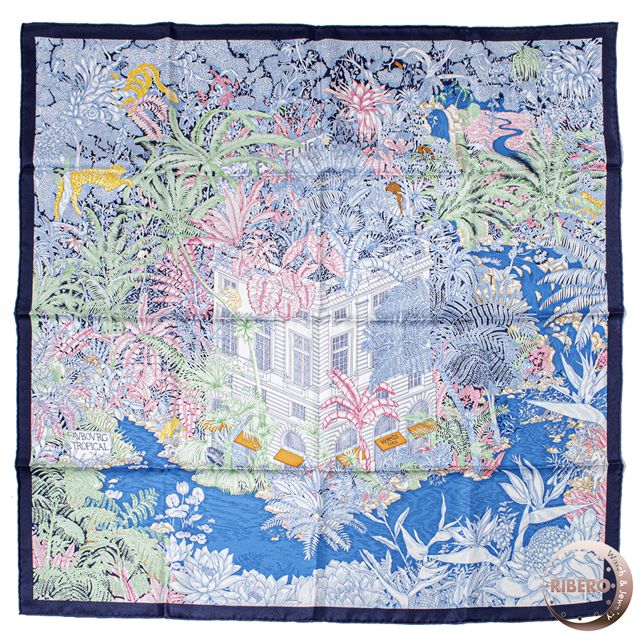 エルメス カレ90 Faubourg Tropical フォーブル トロピカル 003602S 07 スカーフ 2021SS