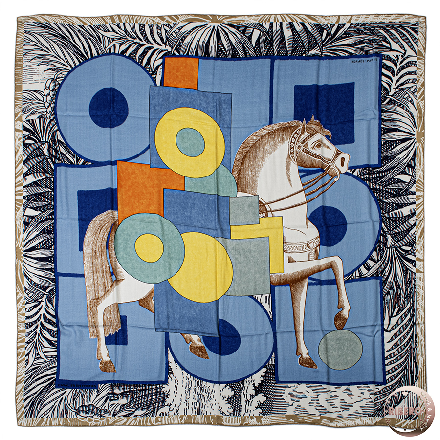 エルメス カレジェアン Cavalier en Formes カヴァリエ アン フォルム 244008S 01 スカーフ ストール ショール　カレ140