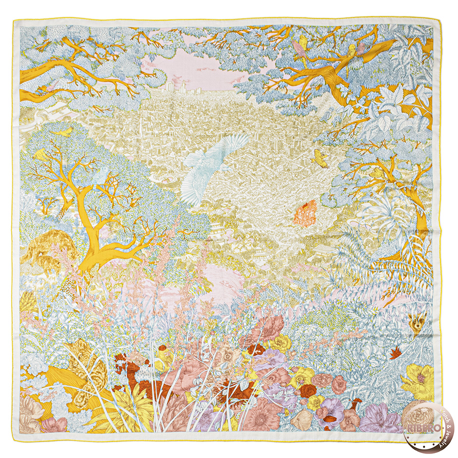 エルメス カレジェアン Retour a la Nature 自然回帰 243854S 05 スカーフ ストール ショール　カレ140　2023SS