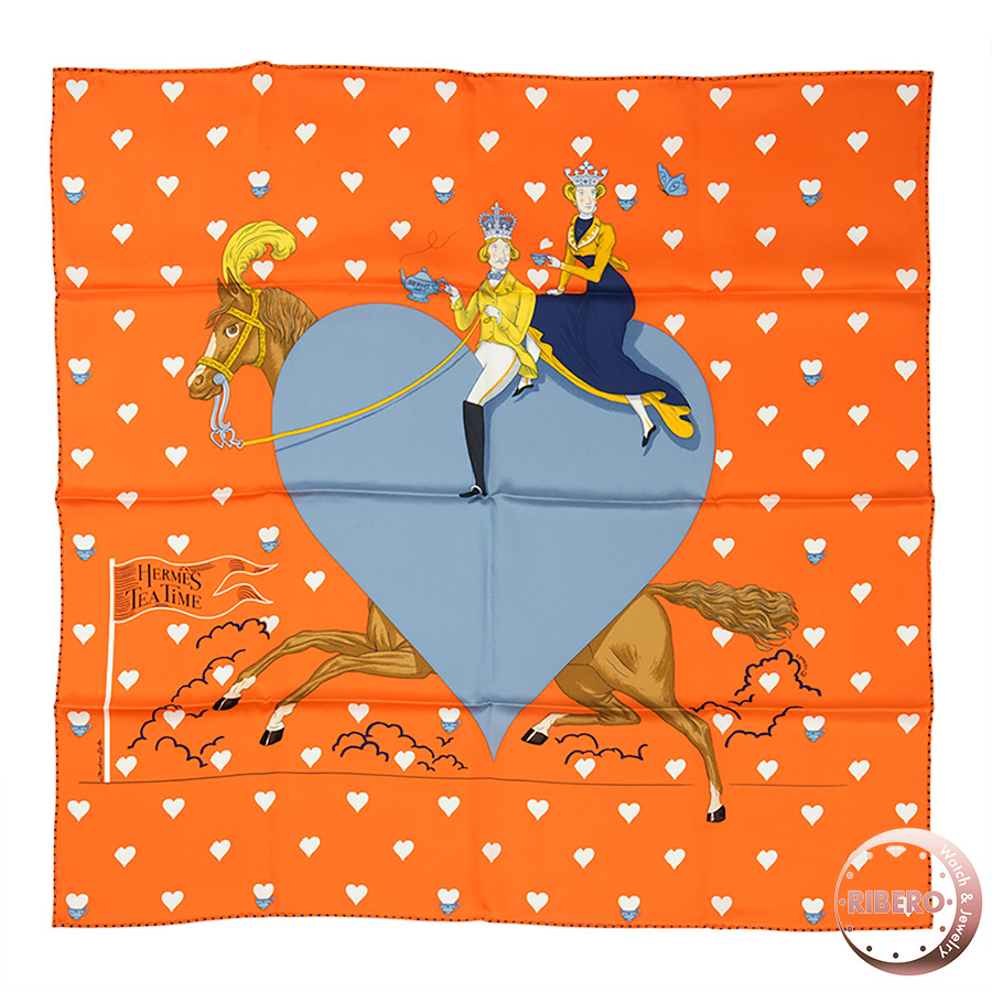 エルメス カレ70 Tea Time（ ティータイム） 943782S スカーフ 2021AW　ハート