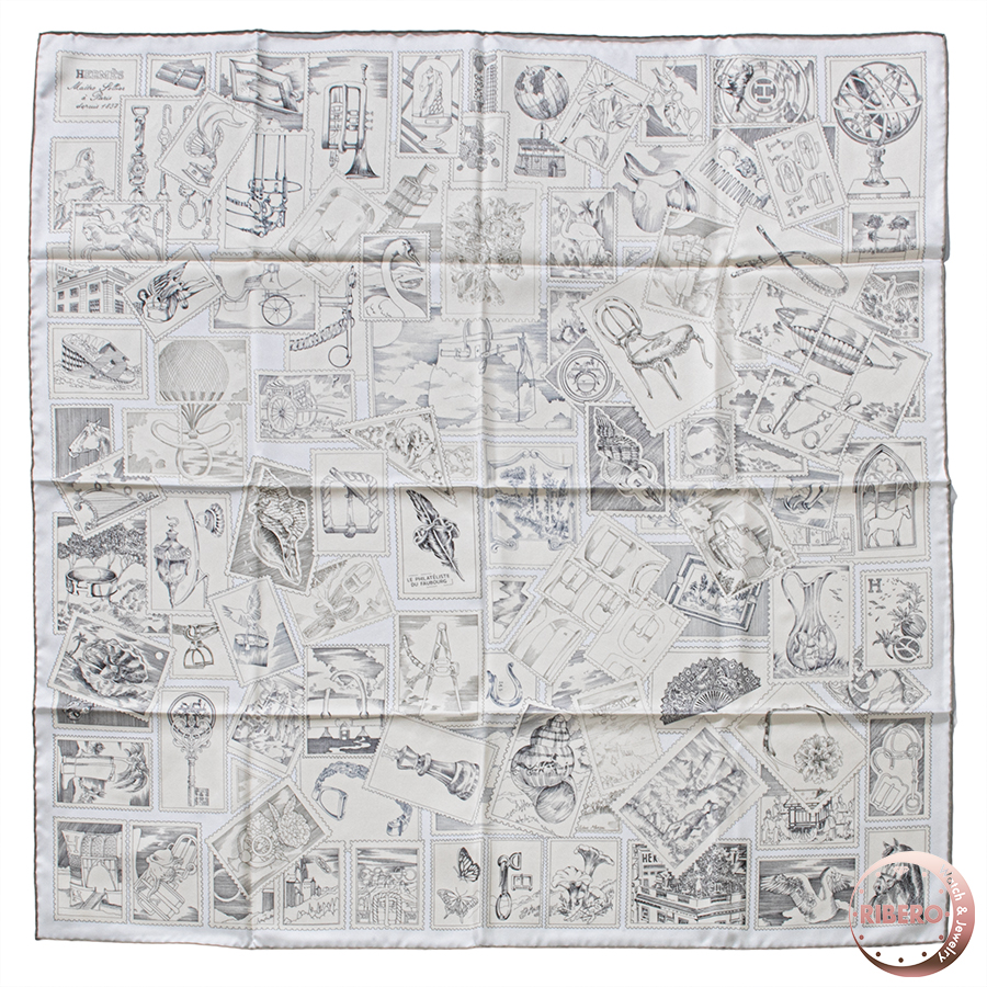 エルメス カレ90　Le Philateliste du Faubourg フォーブルの切手愛好家 004205S 06 スカーフ 2025SS