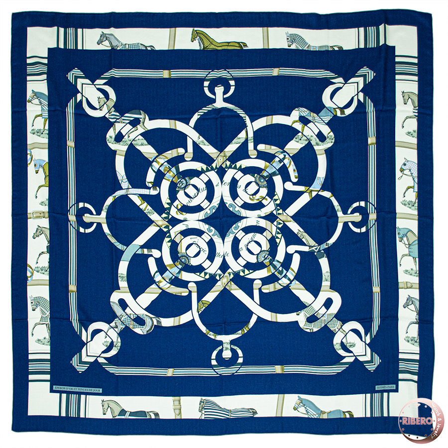 エルメス カレジェアン Eperon d'Or et Tenues de Jour エプロンドール&馬着 244216S 09 スカーフ カレ140 ショール ストール 2025SS