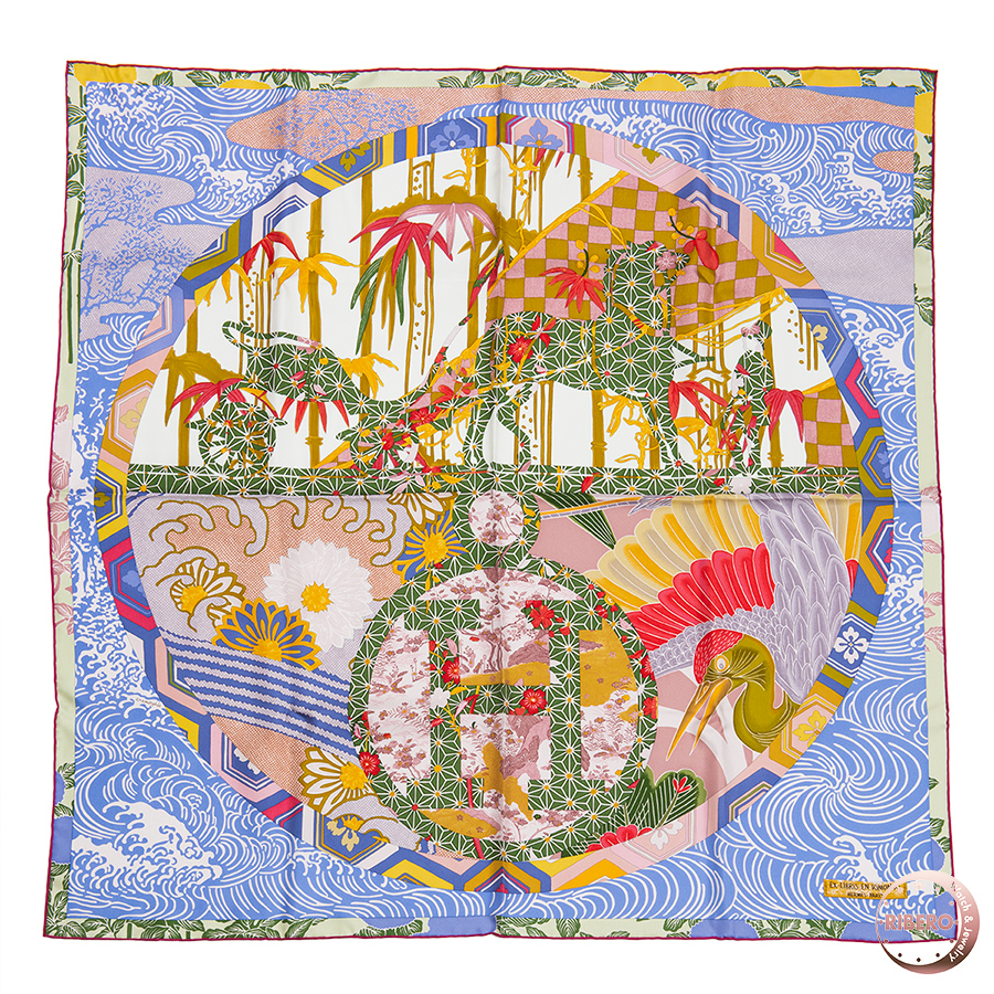 エルメス カレ90 Ex-Libris KIMONOS キモノ エクスリブリス 002630S 05 スカーフ