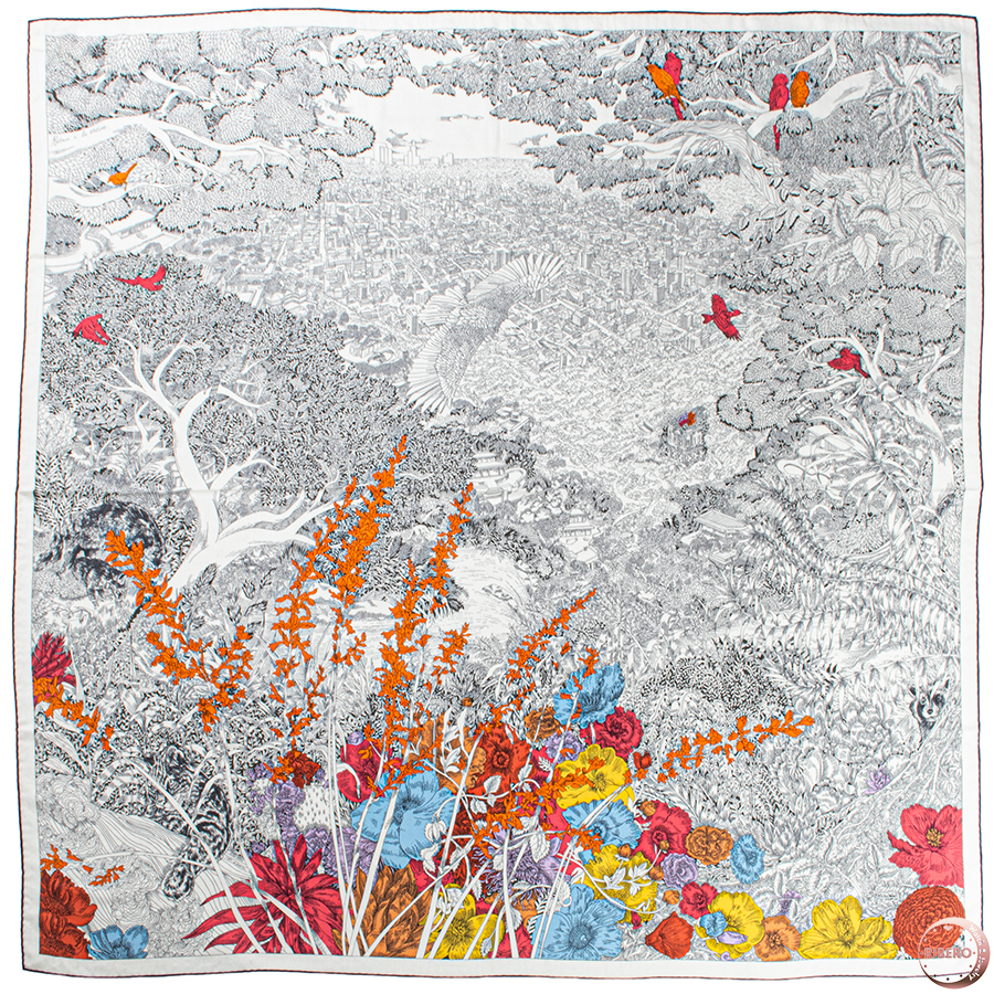 エルメス カレジェアン Retour a la Nature 自然回帰 243854S 08 スカーフ ストール ショール　カレ140　2023SS